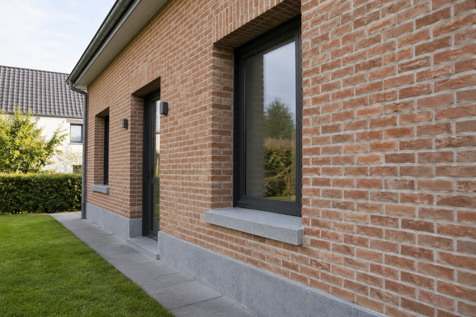 Façade isolée finie en plaquettes de brique