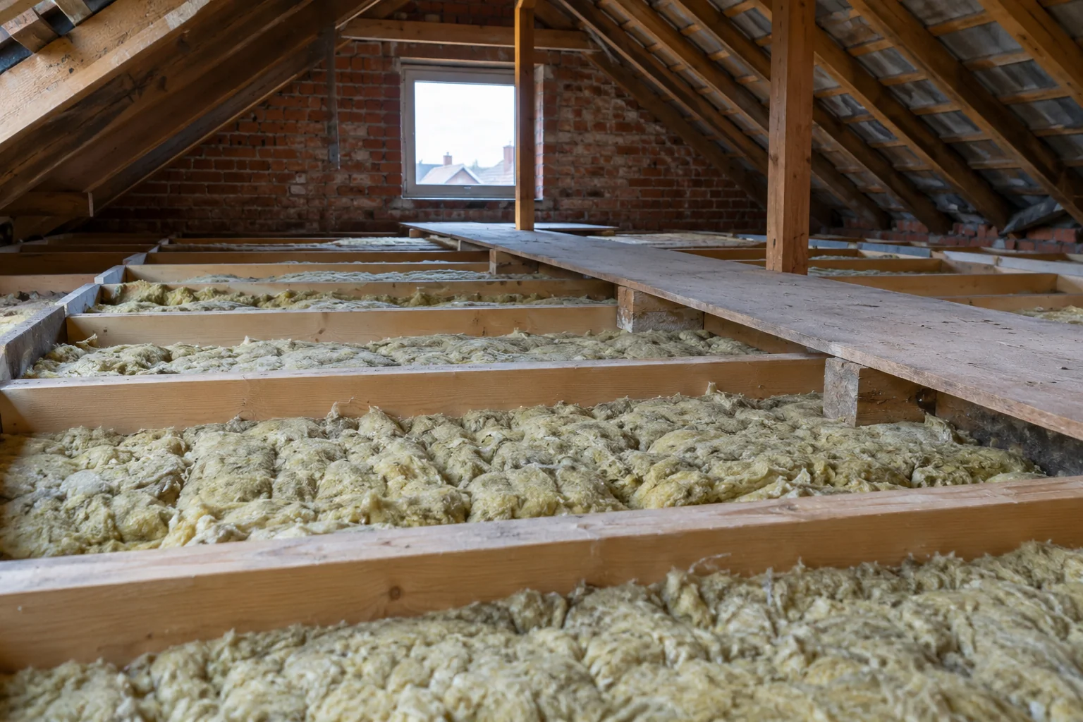 Isolation du plancher des combles entre solives en bois