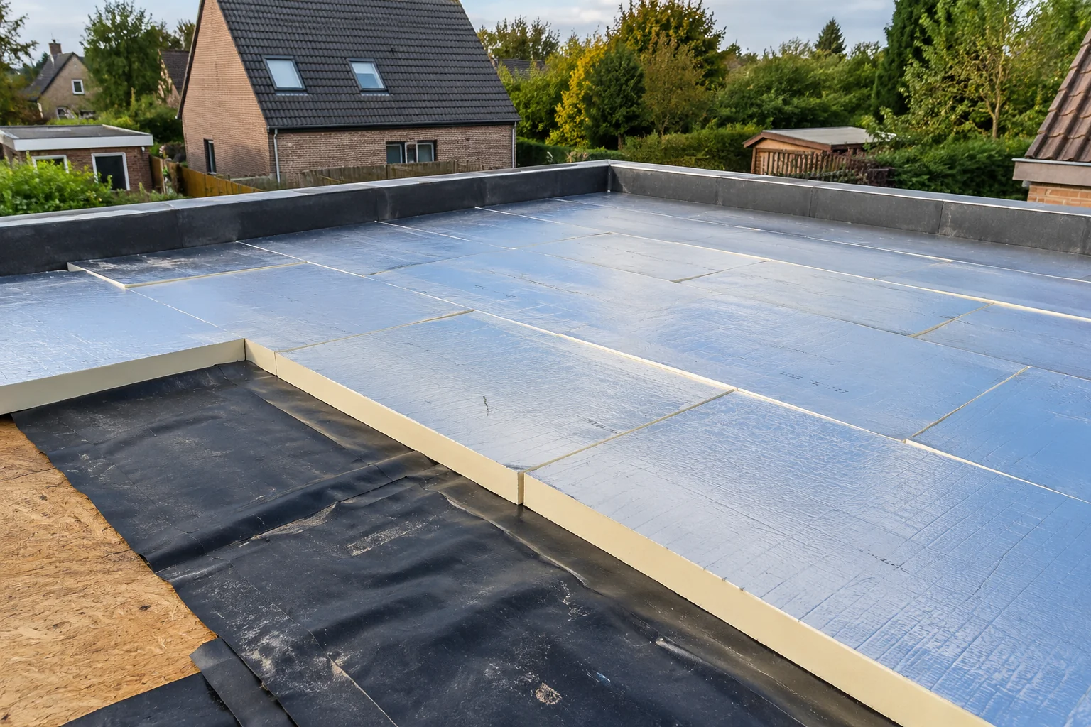 Plat dak isoleren met drukvaste isolatieplaten