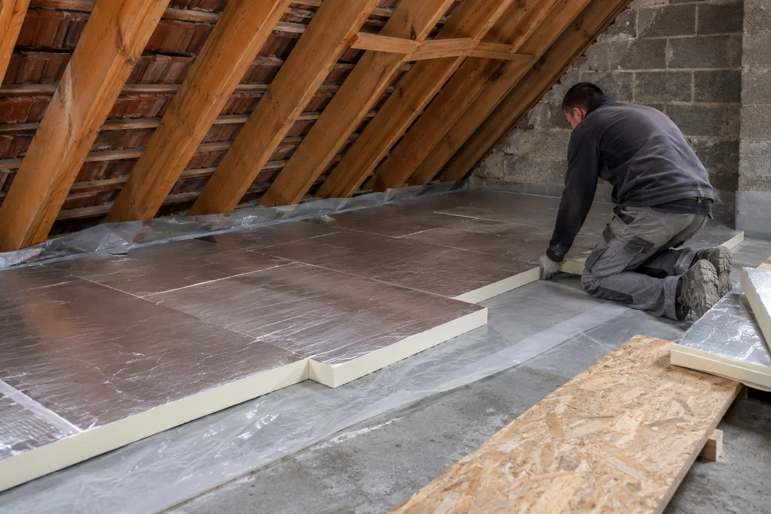 Betonnen zoldervloer isoleren met drukvaste platen
